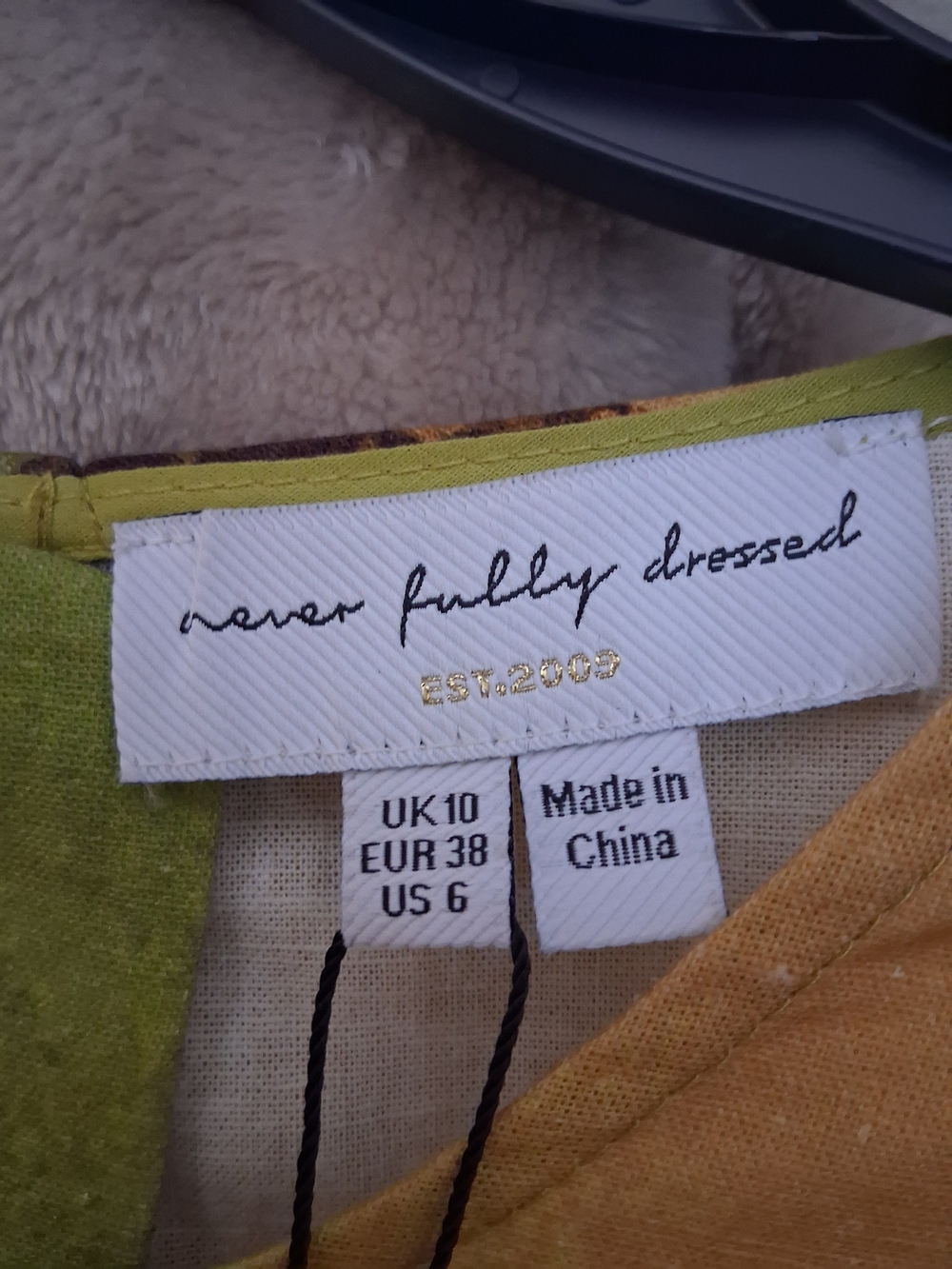 Never Fully Dressed Green and Mustard Label Dress